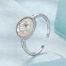 925 Sterling Silver White Gold-Plated Ring with Nacre Pendant - Style E for Women-3