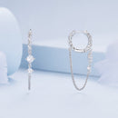925 Sterling Silver Earrings with Pavé Setting CZ, 34*6mm for Women-3