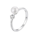 925 Sterling Silver Moissanite & Freshwater Pearl Ring 3mm Size 6 for Women-1