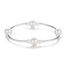925 Sterling Silver Shell Pearl Stretchable Bracelet for Women-1