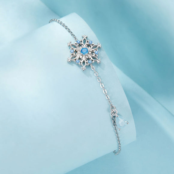 925 Sterling Silver Plated Platinum Bracelets with Ice Flower Zirconia for Women