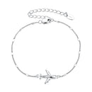 925 Sterling Silver White Gold Plated 16+5cm Bracelet with CZ Pendant for Women-1