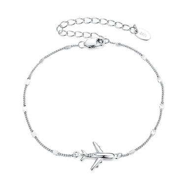 925 Sterling Silver White Gold Plated 16+5cm Bracelet with CZ Pendant for Women