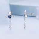 925 Sterling Silver Earrings with CZ and Glass, 24x13mm for Women-4