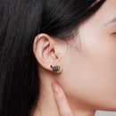 925 Sterling Silver Black Gold Plated Enamel CZ Earrings Size 10*14mm for Women-5