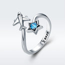 S925 Sterling Silver Star and Airplane Ring Set for Women-2