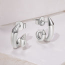 925 Sterling Silver Oxidized Silver Earrings Size 1.3*0.7cm-3