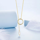 925 Sterling Silver Necklace with Gold Plated Freshwater Pearl - 60cm Length-3