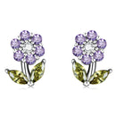 925 Sterling Silver Earrings with Pavé Setting CZ in White Gold-2