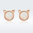 925 Sterling Silver Plated Rose Gold Opal Earrings 0.8cm for Women-6