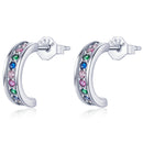 925 Sterling Silver Earrings with Pavé Setting CZ, 1.1*0.3 cm-2