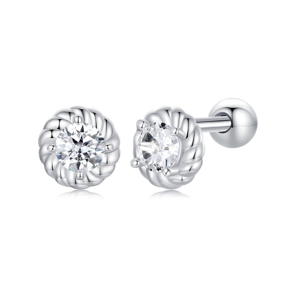 925 Sterling Silver 3mm Moissanite Earrings for Women