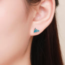 S925 Sterling Silver Earrings 0.7*0.9cm with Plated Platinum and Enamel-5