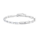 925 Sterling Silver Pavé Setting CZ Bracelet with Platinum Plating, Adjustable 14.5+3cm, for Women-2