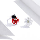 925 Sterling Silver Earrings with Enamel - Bug 1.0 x 0.8 cm, Flower 0.9 x 0.9 cm - Women-5