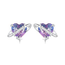 925 Sterling Silver Earrings with CZ and Transparent Glass in White Gold Plating for Women-2