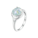 925 Sterling Silver Ring Size 6.0 with 11mm CZ & Transparent Glass for Women-1