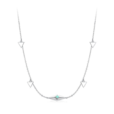 925 Sterling Silver Opal Pendant Necklace for Women - 40+5cm Adjustable Length