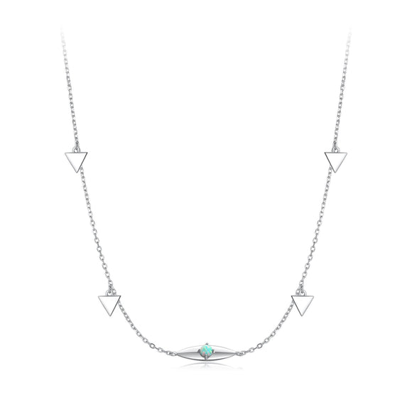925 Sterling Silver Opal Pendant Necklace for Women - 40+5cm Adjustable Length