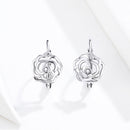 925 Sterling Silver Earrings with Pavé Setting CZ - 1.4x0.9 cm for Women-3