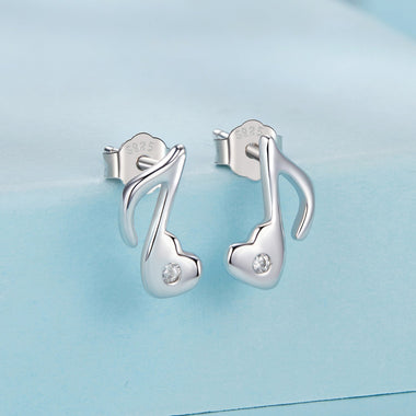 925 Sterling Silver Earrings with Pavé Setting CZ in White Gold Finish, 1x0.7cm for Women - 0