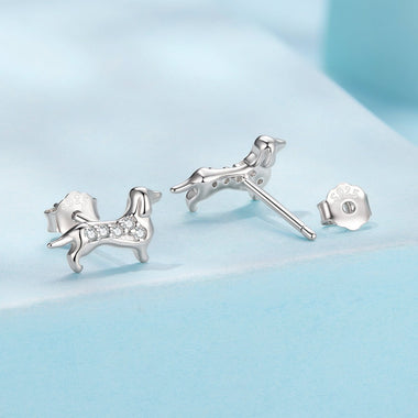 925 Sterling Silver Earrings with Pavé Setting and White Gold Plating for Women - 0