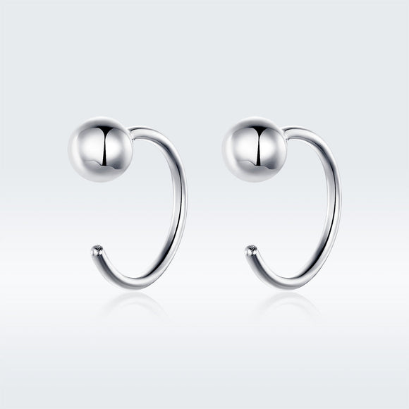 925 Sterling Silver Earrings with Plated Platinum, 1cm Diameter for Women