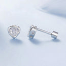 925 Sterling Silver Earrings with Plated White Gold & Pavé Setting CZ, 0.5cm for Women-4