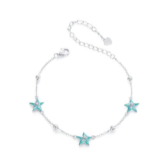 925 Sterling Silver Starfish Design Bracelet with Enamel Process