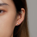 925 Sterling Silver Earrings with Pavé Setting and Enamel Process, Oxidized, 0.7*0.9cm for Women-7