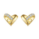 925 Sterling Silver Earrings with Pavé Setting CZ in Gold Plated-3