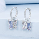 925 Sterling Silver Earrings with Pavé Setting CZ and Transparent Glass for Women-3