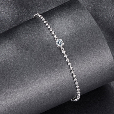 925 Sterling Silver Moissanite Bracelet 15+6cm with White Gold Plating for Women - 0