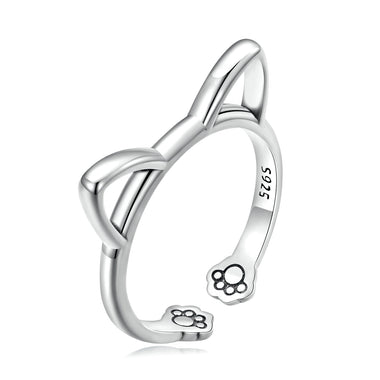 925 Sterling Silver Oxidized Paw Design Ring