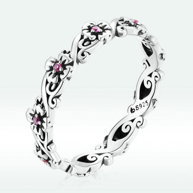 925 Sterling Silver Oxidized CZ Pavé Ring Size 6 for Women - 0