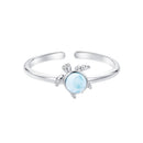 925 Sterling Silver + Plated White Gold Larimar Ring - Style E - 1.6mm Width-1