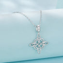 925 Sterling Silver Necklace with White Gold Plating and CZ - 40+5cm for Women-2
