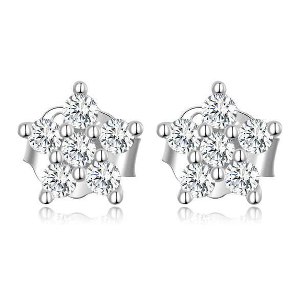 925 Sterling Silver Plated Platinum Pavé Setting CZ Earrings for Women