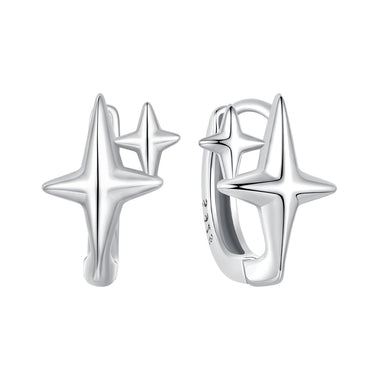 925 Sterling Silver Earrings with White Gold Plating, Size 1.2*0.9cm for Women - 0