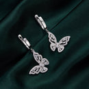 925 Sterling Silver Earrings with Pavé Setting CZ, 37x19mm for Women-6