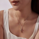 925 Sterling Silver Plated White Gold & Gold Necklace 40+5cm for Women-7