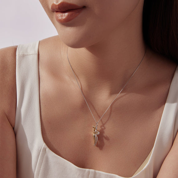925 Sterling Silver Plated White Gold & Gold Necklace 40+5cm for Women