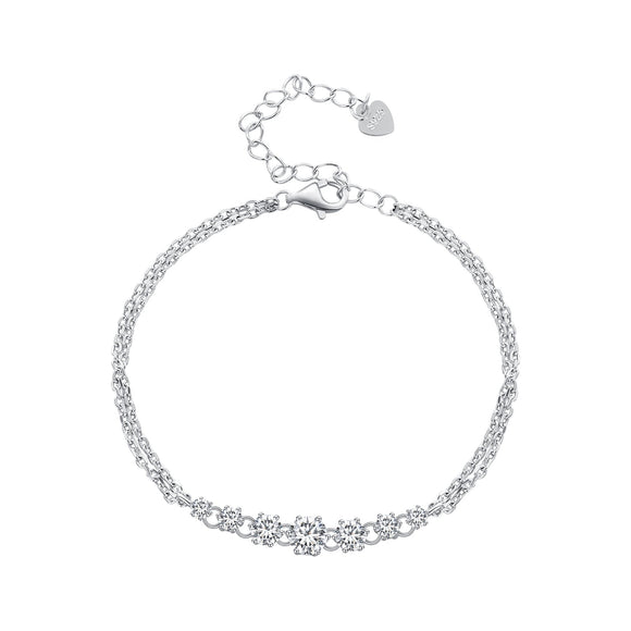 925 Sterling Silver 5MM Moissanite Bracelet for Women