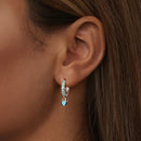 925 Sterling Silver Earrings with Synthetic Turquoise and CZ - White Gold Plated-8