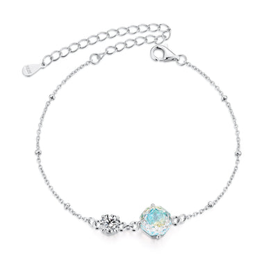 925 Sterling Silver 0.8cm CZ White Gold Plated Bracelet for Women - 0