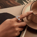 925 Sterling Silver Women's Ring with Pavé Set CZ and White Gold Plating - Style E-6
