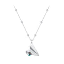 925 Sterling Silver Necklace with Transparent Glass, 18x15mm Pendant for Women-1