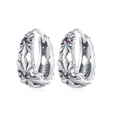 925 Sterling Silver Earrings with Pavé Setting and Oxidized Finish - 0