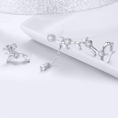 925 Sterling Silver Earrings with Platinum Plating and CZ for Women - 0