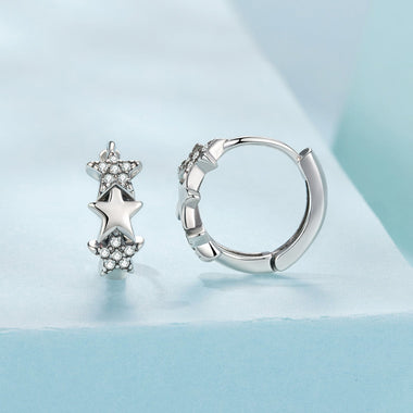925 Sterling Silver Earrings with Pavé Setting CZ in Oxidized Silver - 0